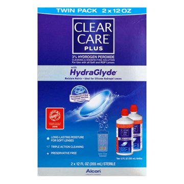 CLEAR CARE Plus HydraGlyde Cleaning & Disinfecting Solution, 2 pk