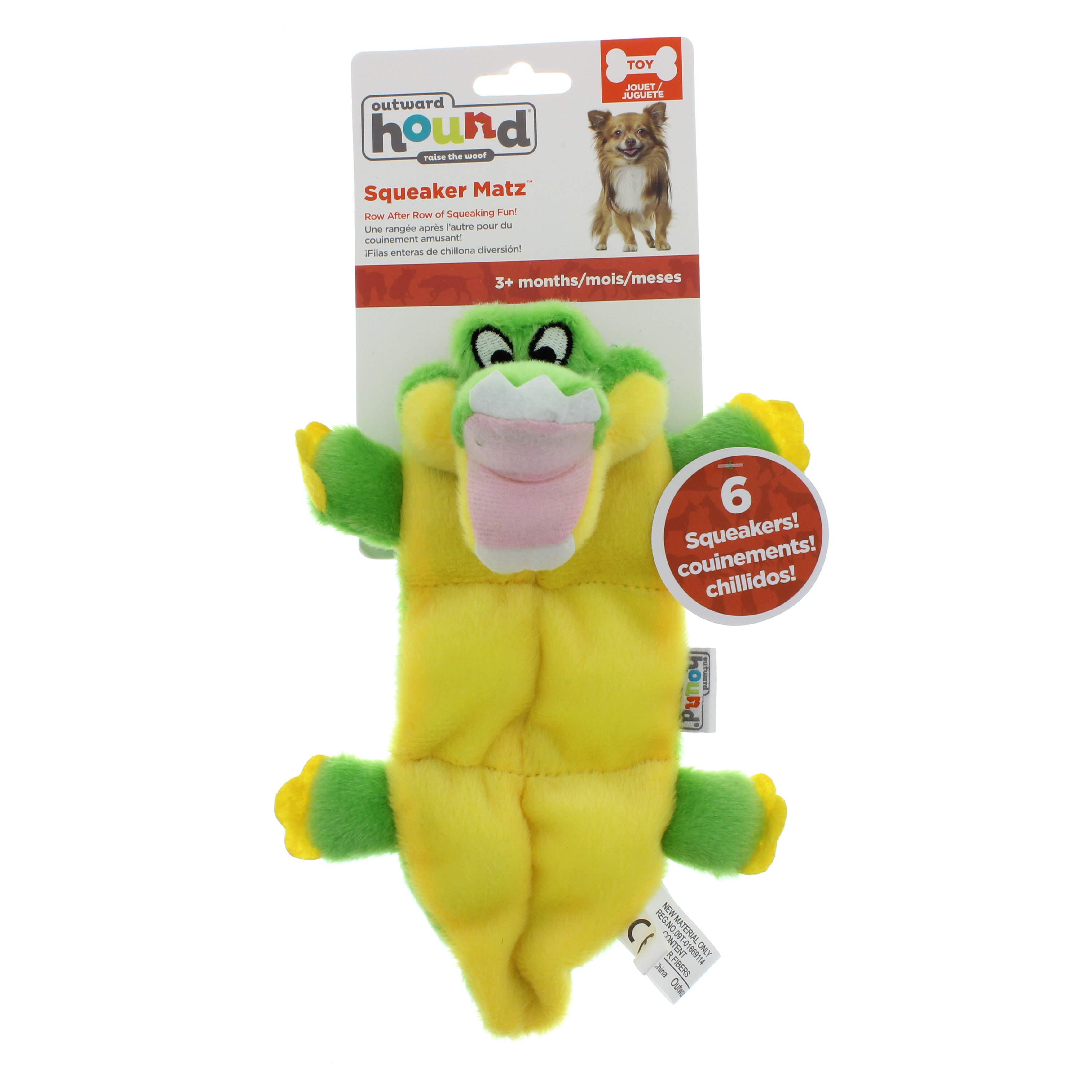 Squeaker Matz Plush Dog Toy, Gator