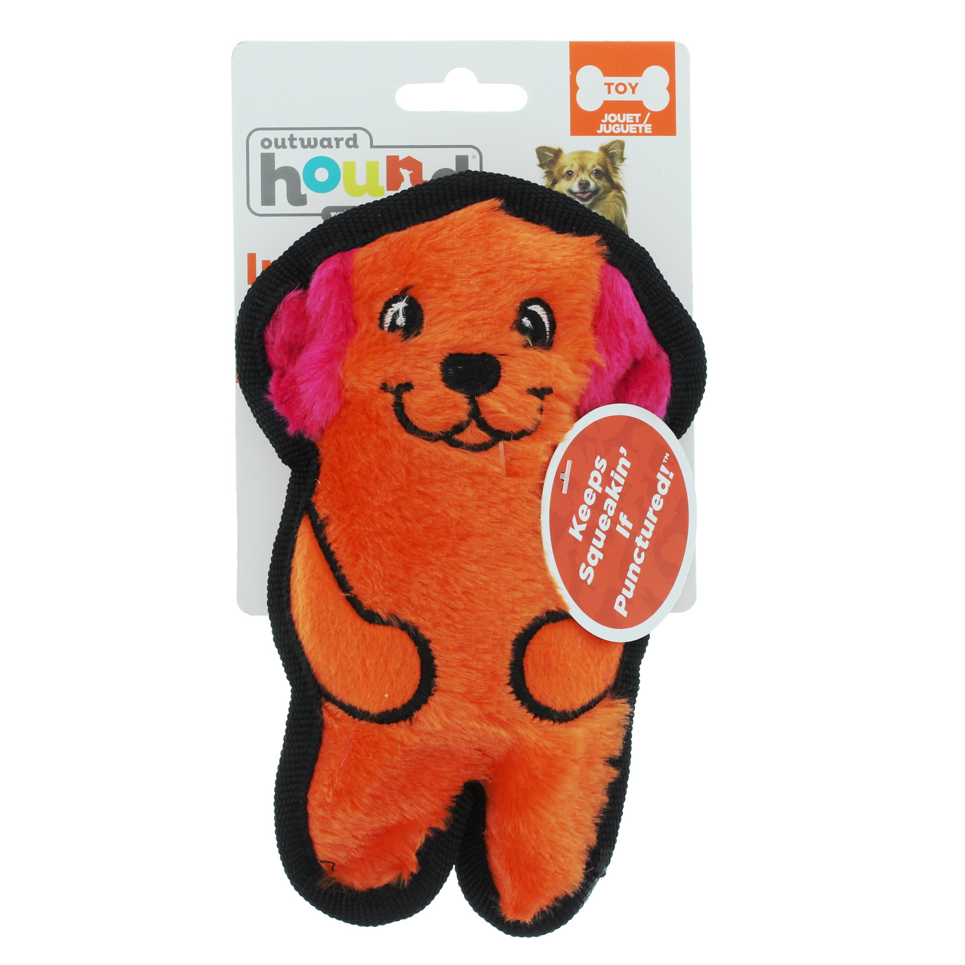 Outward Hound Invincibles Mini Puppy Plush Dog Toy, Brown, XS 