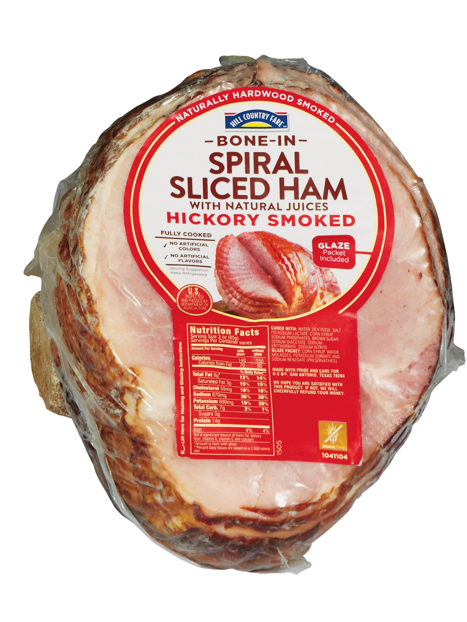 Hill Country Fare Fully Cooked Bone In Hickory Smoked Spiral Sliced Ham Shop Pork At H E B