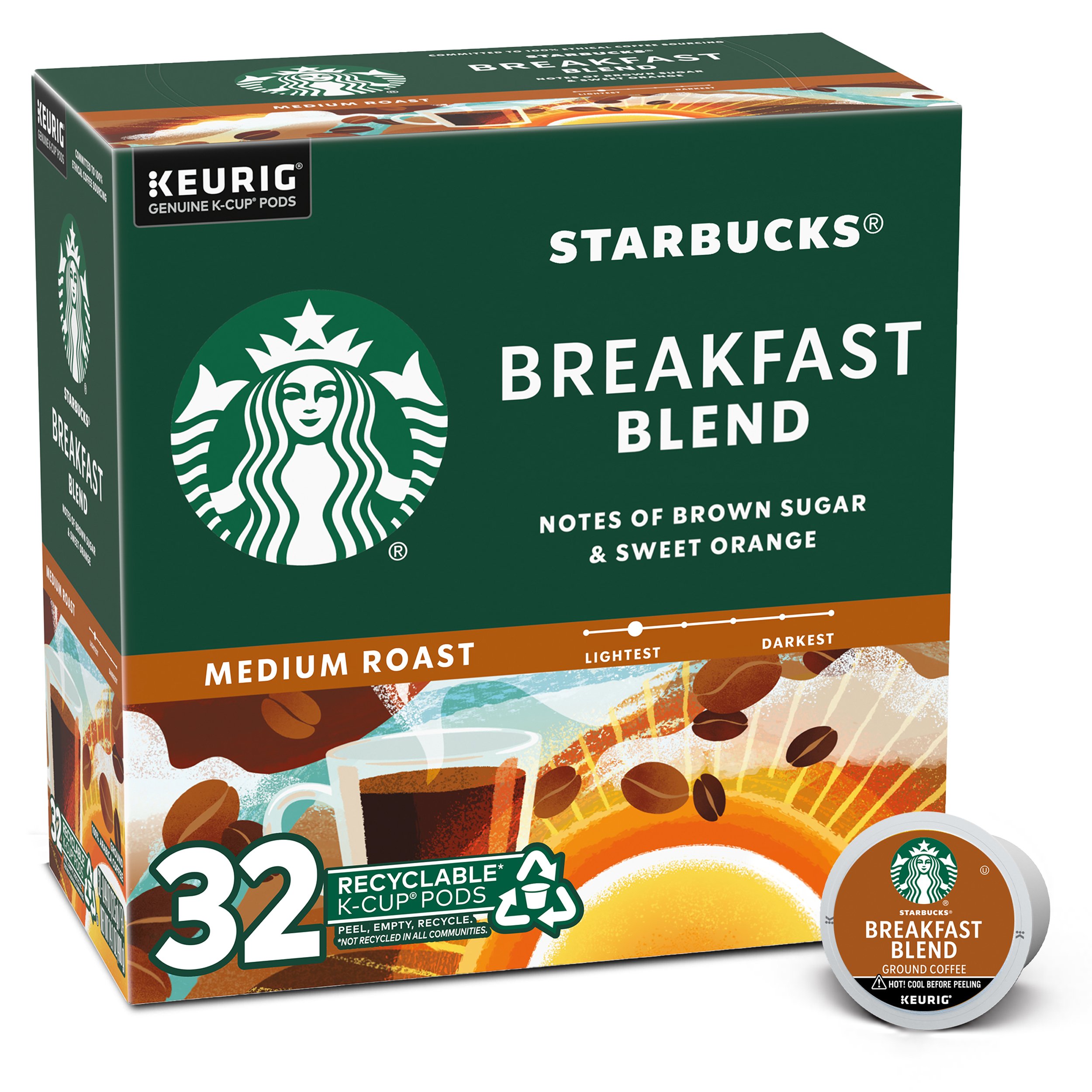 Starbucks Breakfast Blend Medium Roast Single Serve Coffee K Cups