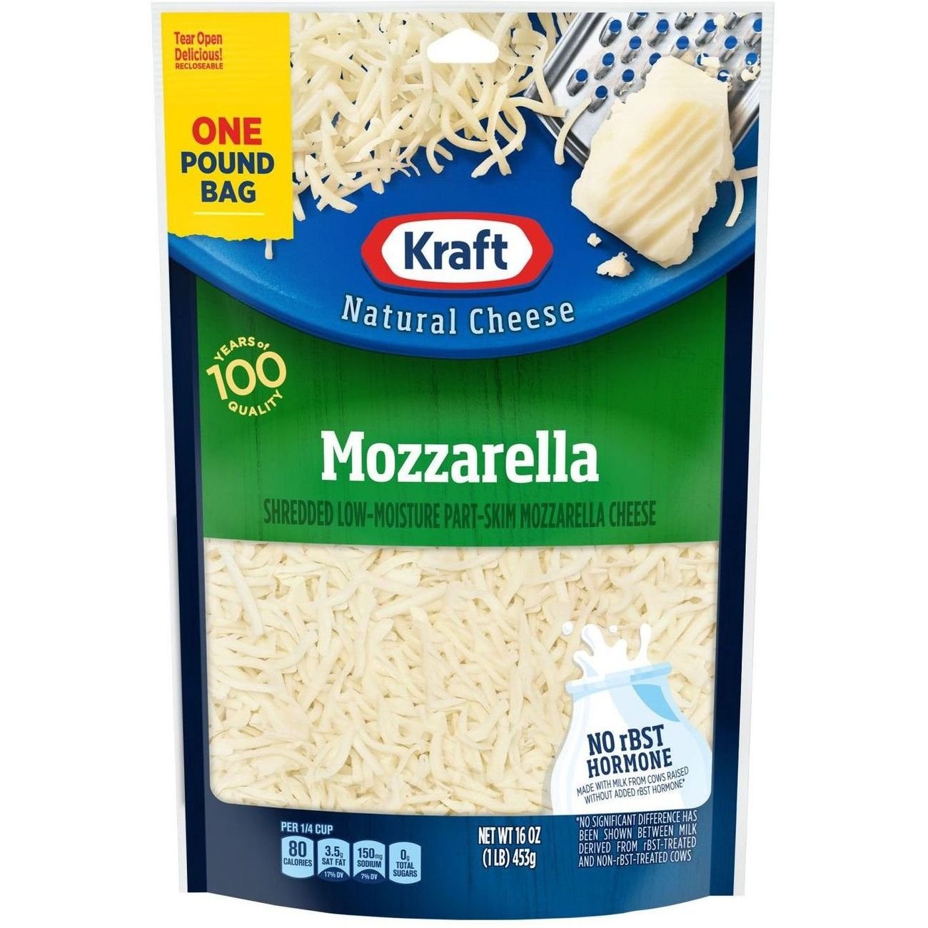 Kraft Low Moisture Part-Skim Mozzarella Shredded Cheese, 16 oz