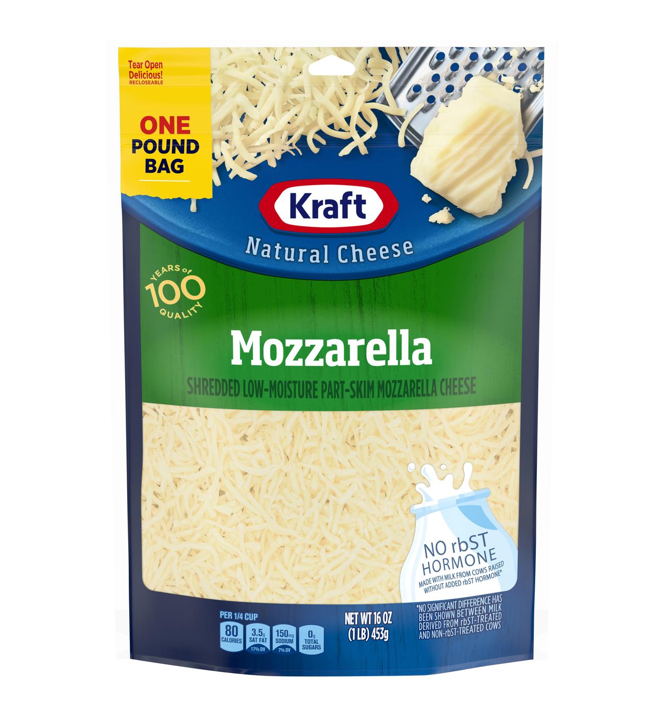 Kraft Low Moisture Part-Skim Mozzarella Shredded Cheese; image 1 of 4