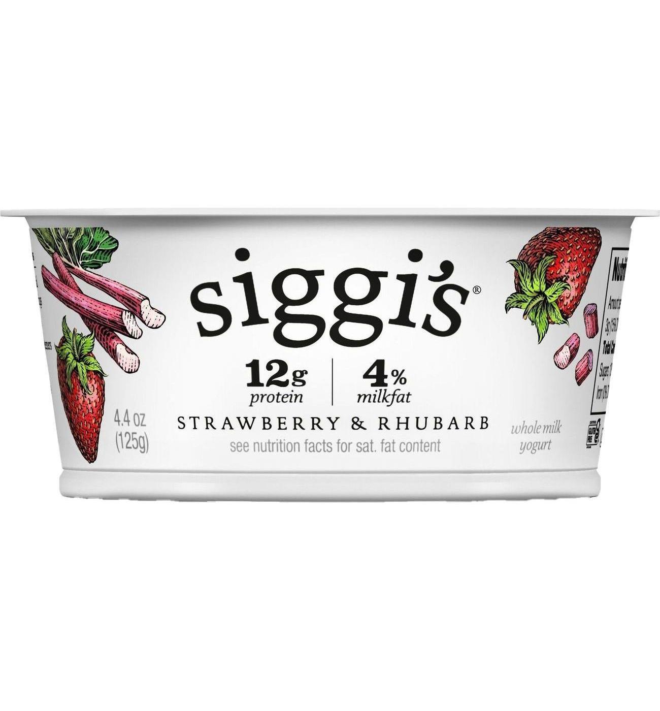 Siggi's 4 Strained Whole Milk Skyr Yogurt Strawberry & Rhubarb