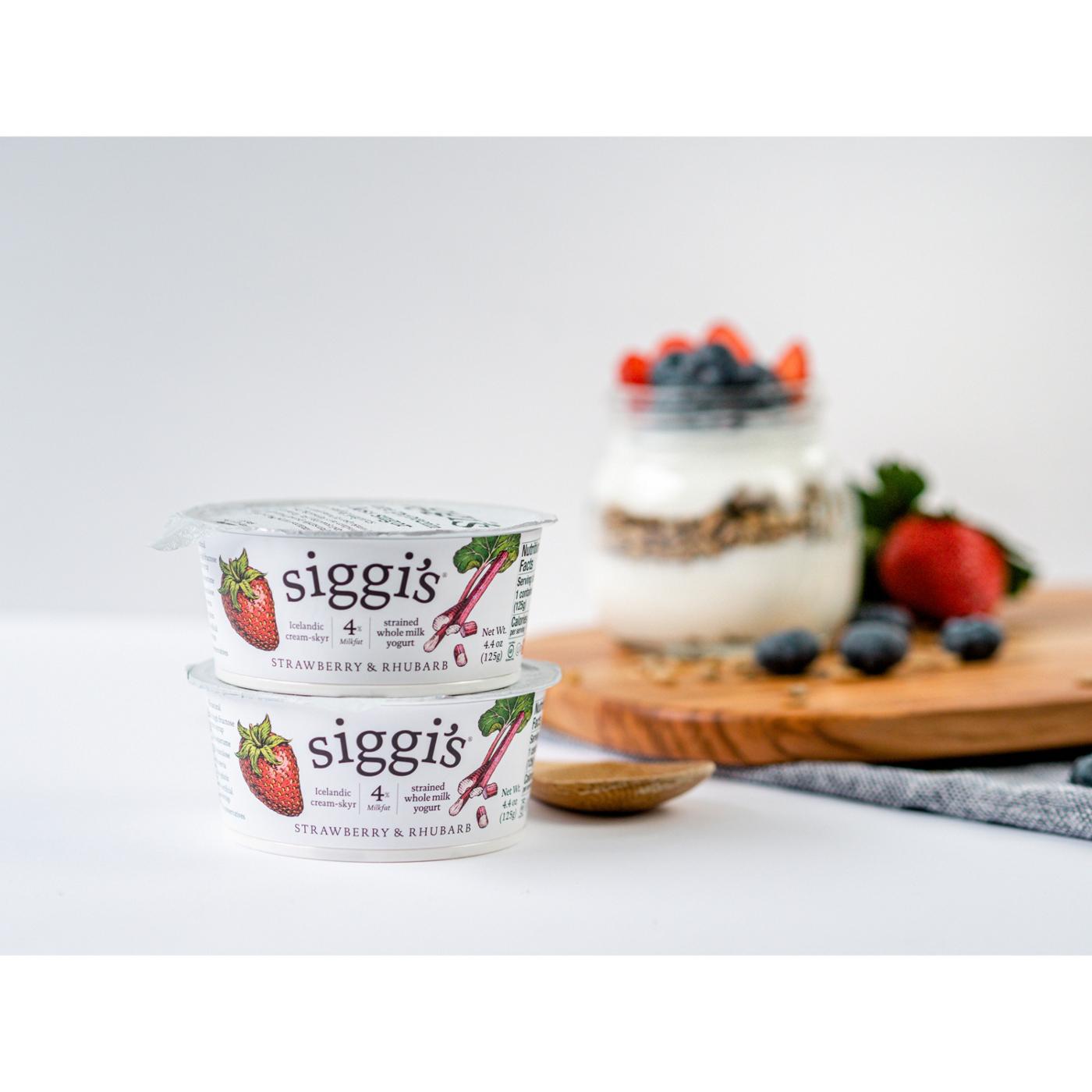 Siggi's 4% Strained Whole Milk Skyr Strawberry & Rhubarb Yogurt; image 2 of 2