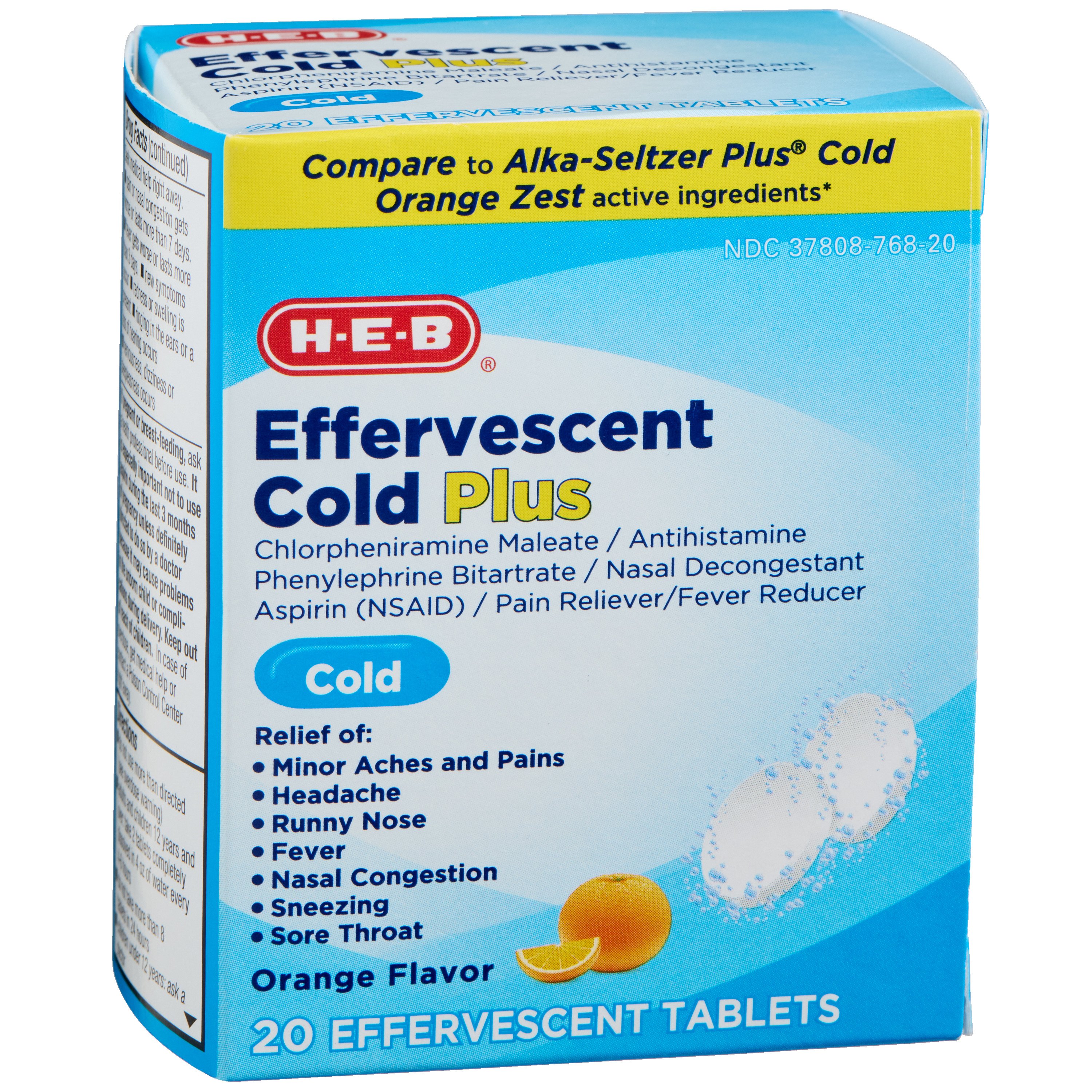 H-E-B Plus Effervescent Cold Tablets – Orange Flavor - Shop Cough