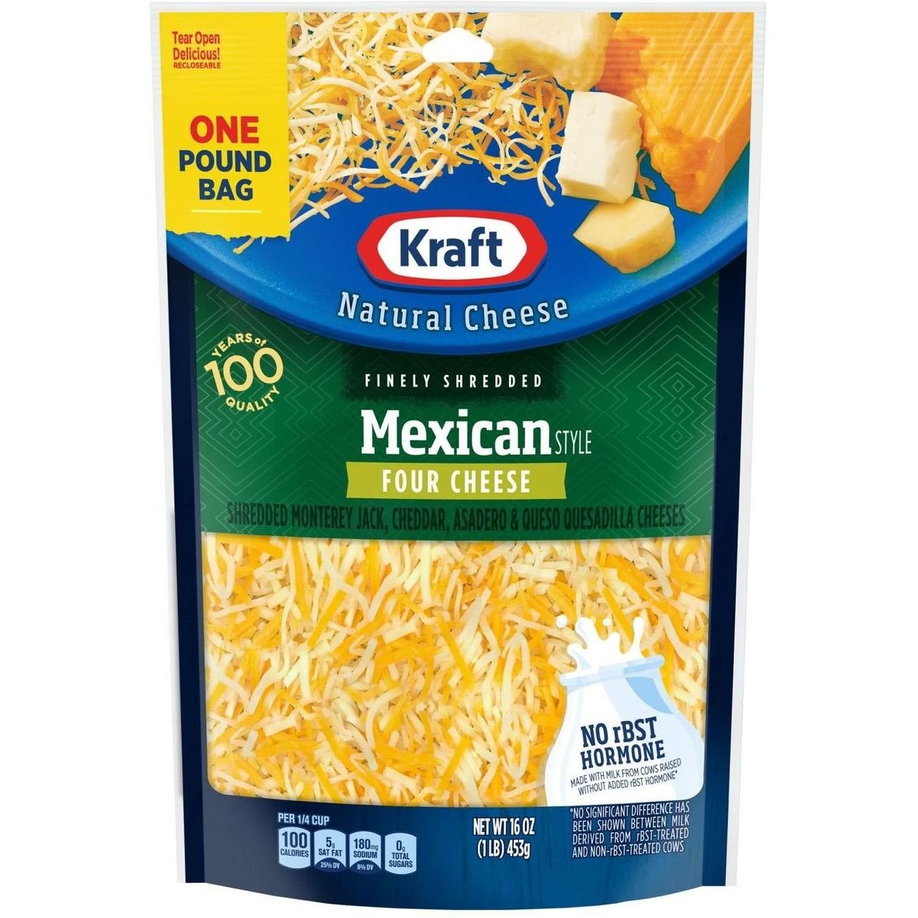 Kraft Four Cheese Mexican Style Shredded Cheese Blend, 16 oz