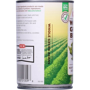 H-E-B Whole Green Beans, 14.5 oz