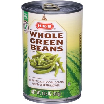 H-E-B Whole Green Beans, 14.5 oz