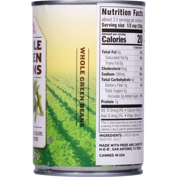 H-E-B Whole Green Beans, 14.5 oz