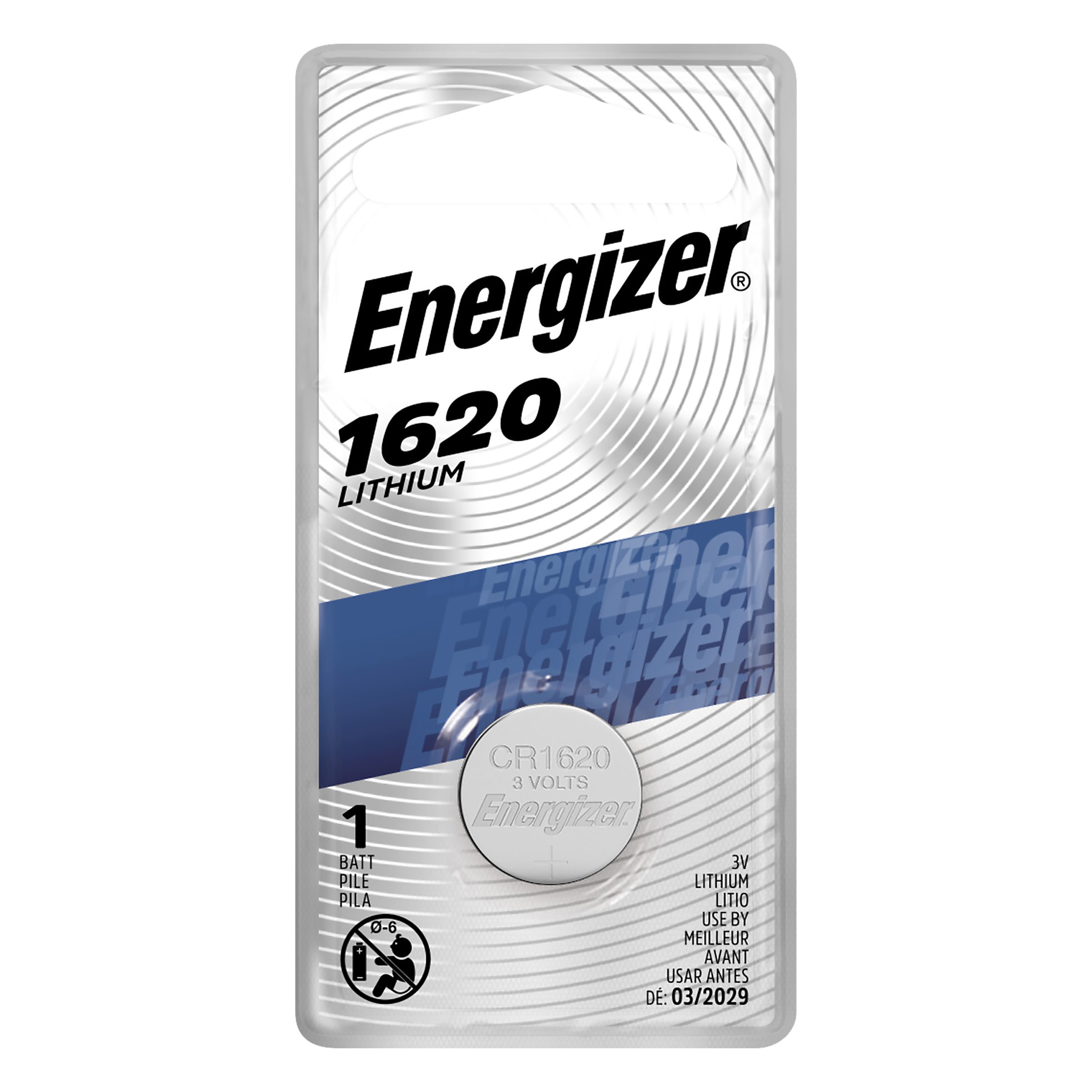 632315 CR1620 ENERGIZER - Battery: lithium, 3V; CR1620,coin; 79mAh;  non-rechargeable; 1pcs.; BAT-CR1620/EG