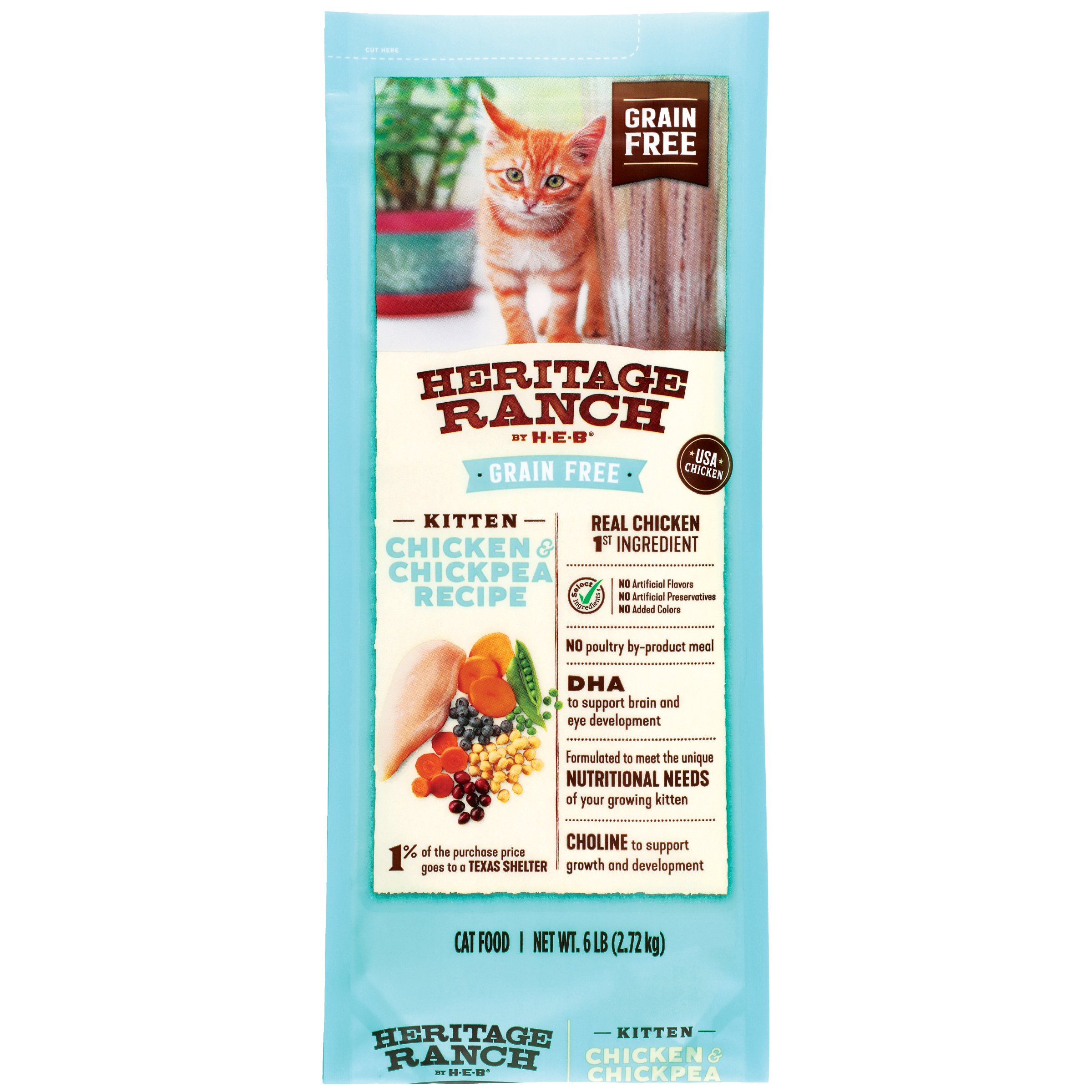 Heritage Ranch by H E B Kitten Grain Free Dry Cat Food Chicken Chickpea