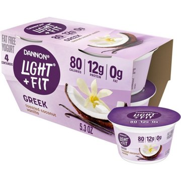 Light + Fit Greek Nonfat 4 pk Yogurt - Toasted Coconut Vanilla
