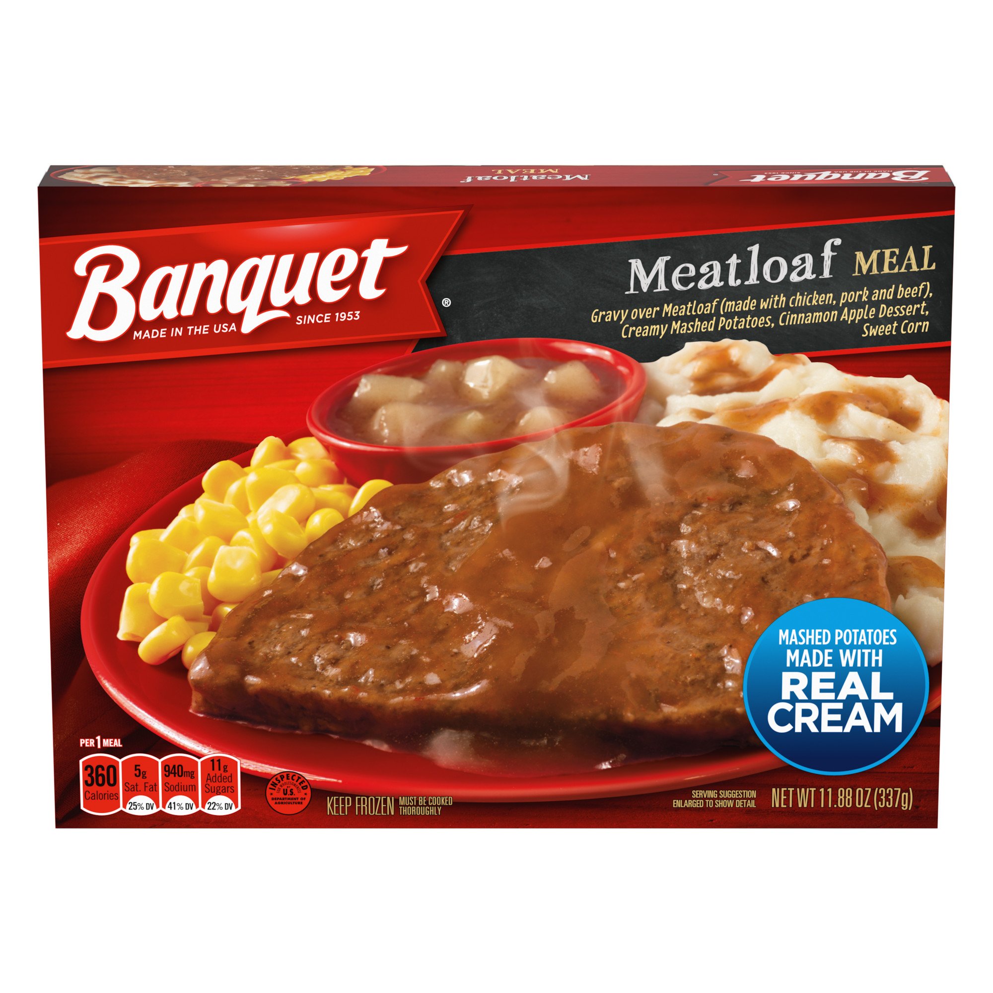 Banquet Meatloaf with Mashed Potatoes & Cinnamon Apple Dessert, 88 oz