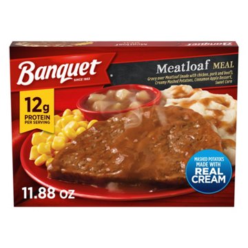 Banquet Meatloaf with Mashed Potatoes & Cinnamon Apple Dessert Frozen Meal