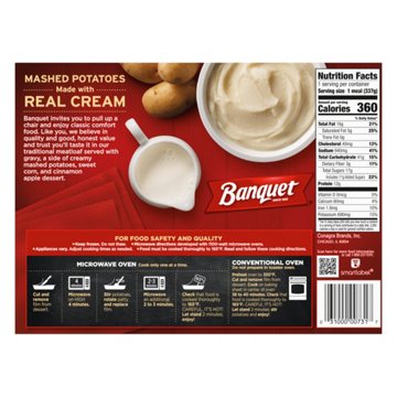 Banquet Meatloaf with Mashed Potatoes & Cinnamon Apple Dessert Frozen Meal