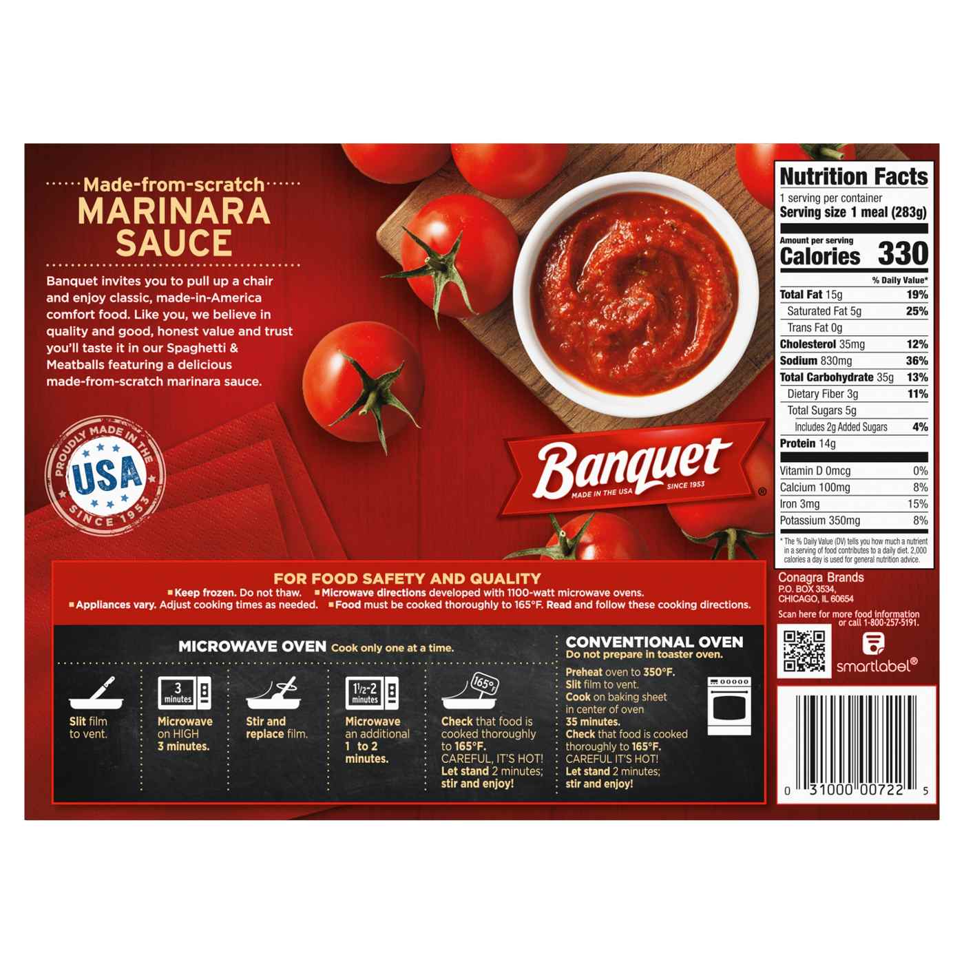 Banquet Spaghetti & Meatballs Frozen Meal; image 4 of 5
