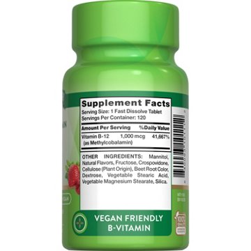 Nature's Truth Methylcobalamin B-12 1000mcg Fast-Dissolve Tablets - Berry Flavor, 120 ct