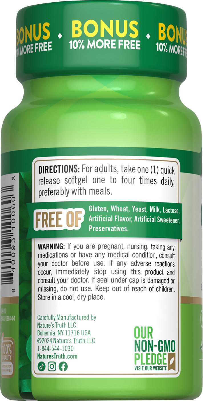 Nature's Truth Enhanced Absorption CoQ-10 100mg Quick-Release Softgels; image 4 of 6
