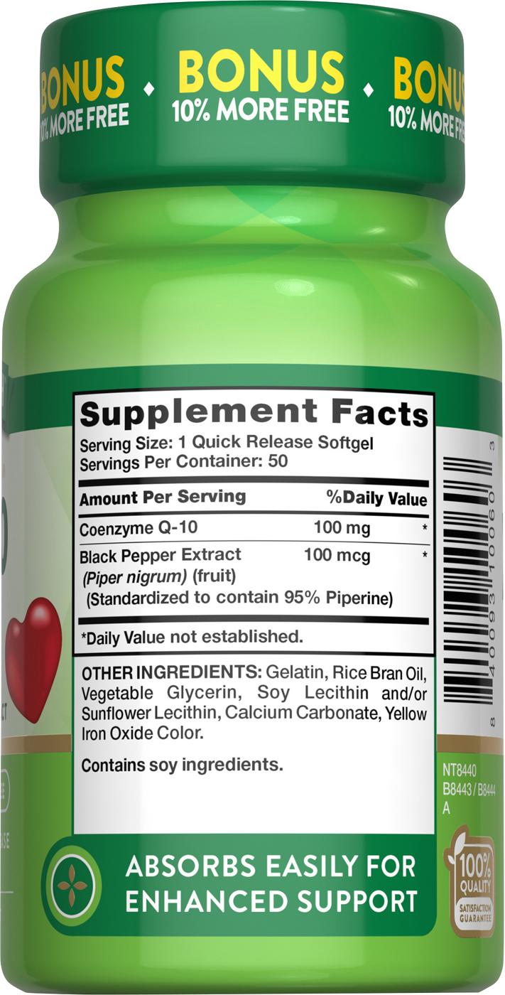 Nature's Truth Enhanced Absorption CoQ-10 100mg Quick-Release Softgels; image 5 of 6