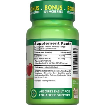 Nature's Truth Enhanced Absorption CoQ-10 100mg Quick-Release Softgels, 50 ct