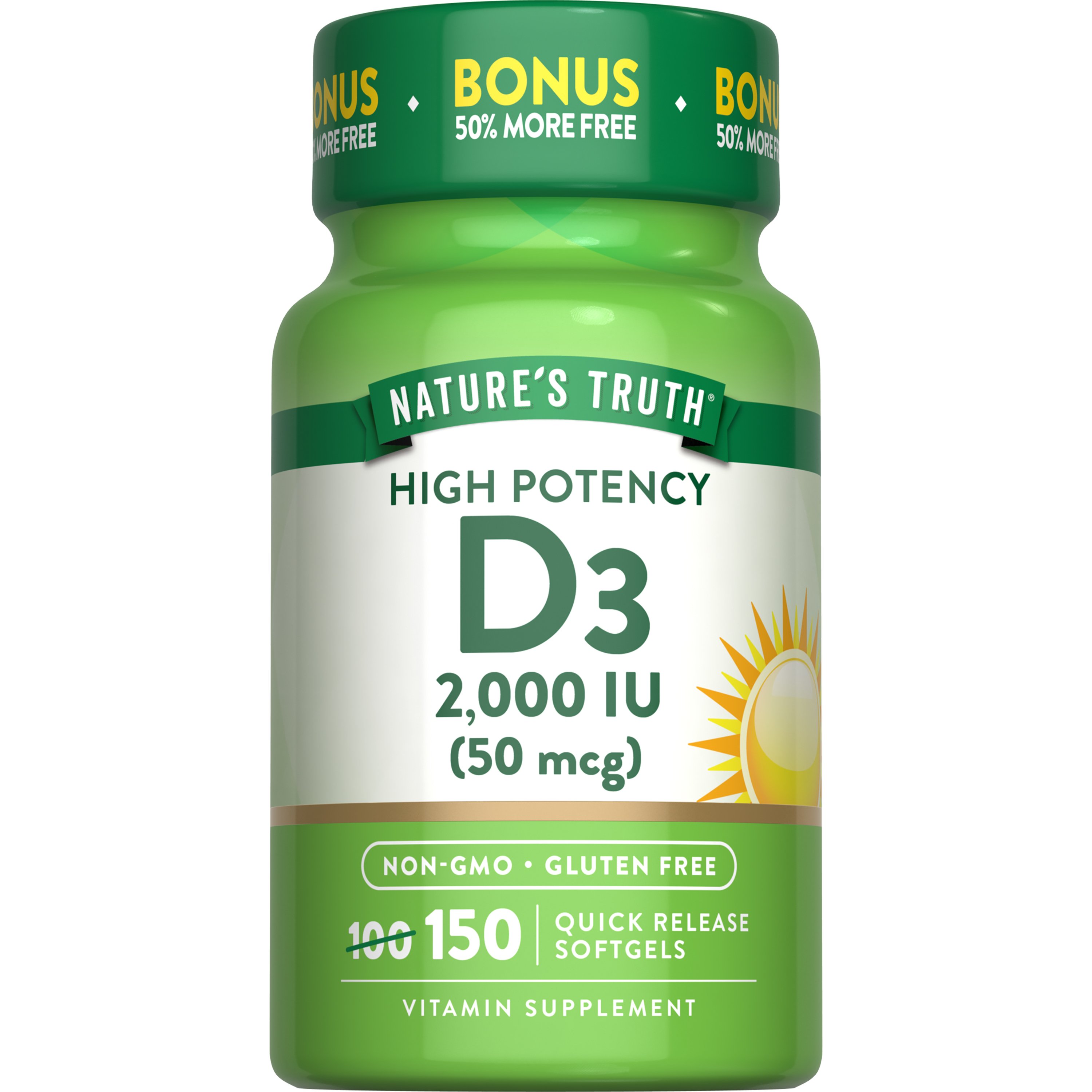 Nature's Truth High Potency Vitamin D3 2000 IU - Shop Vitamins A-Z
