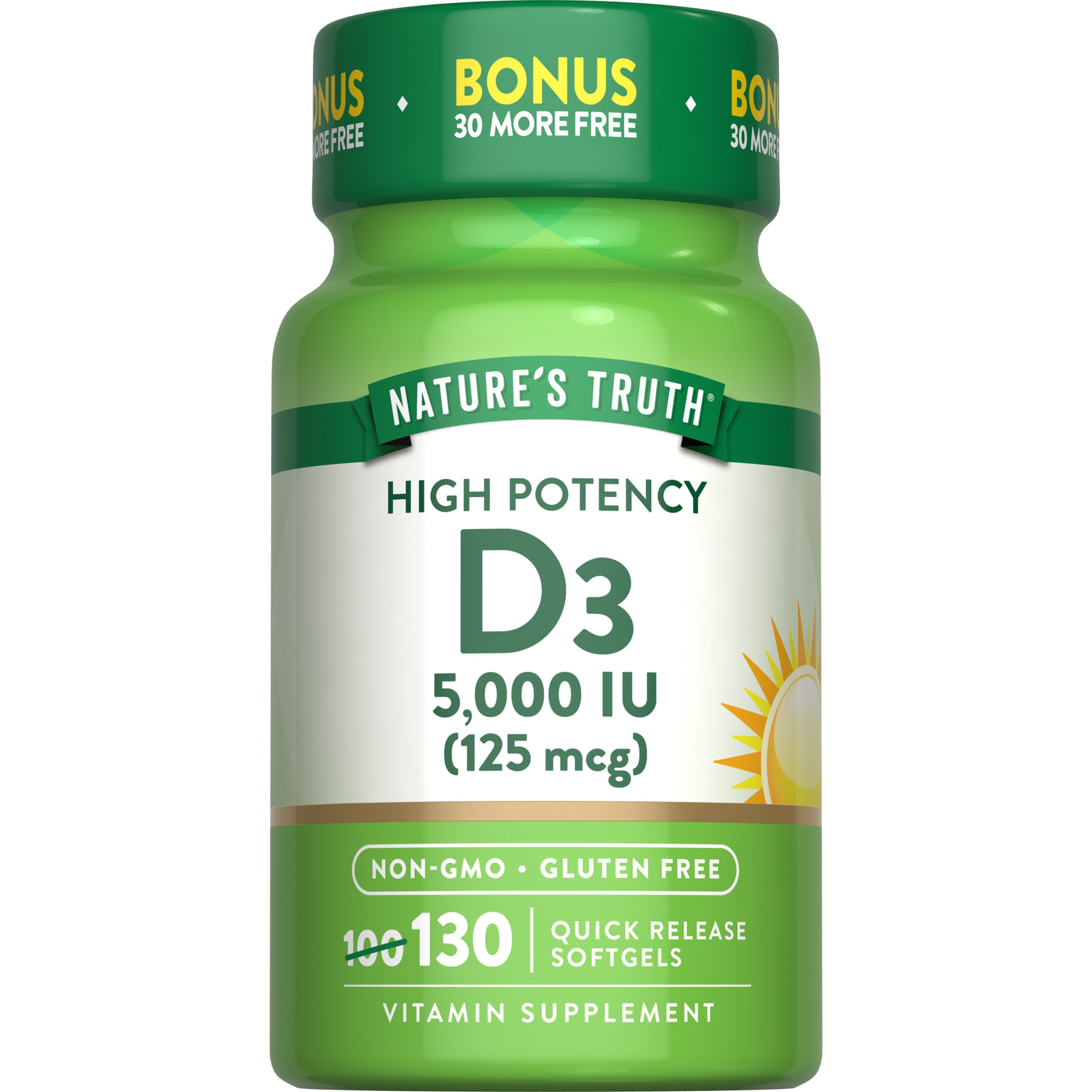 Nature's Truth High Potency Vitamin D3 Softgels - 5000 IU - Shop ...