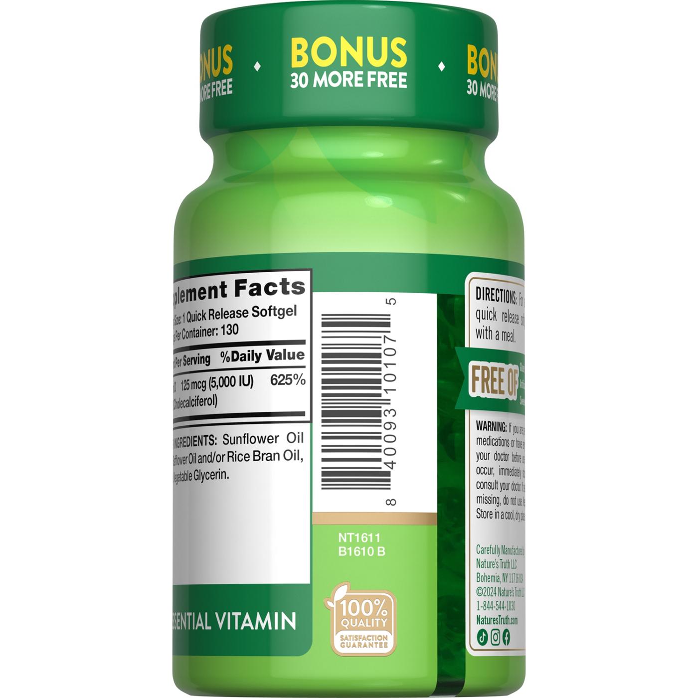 Nature's Truth High Potency Vitamin D3 Softgels - 5000 IU; image 3 of 4