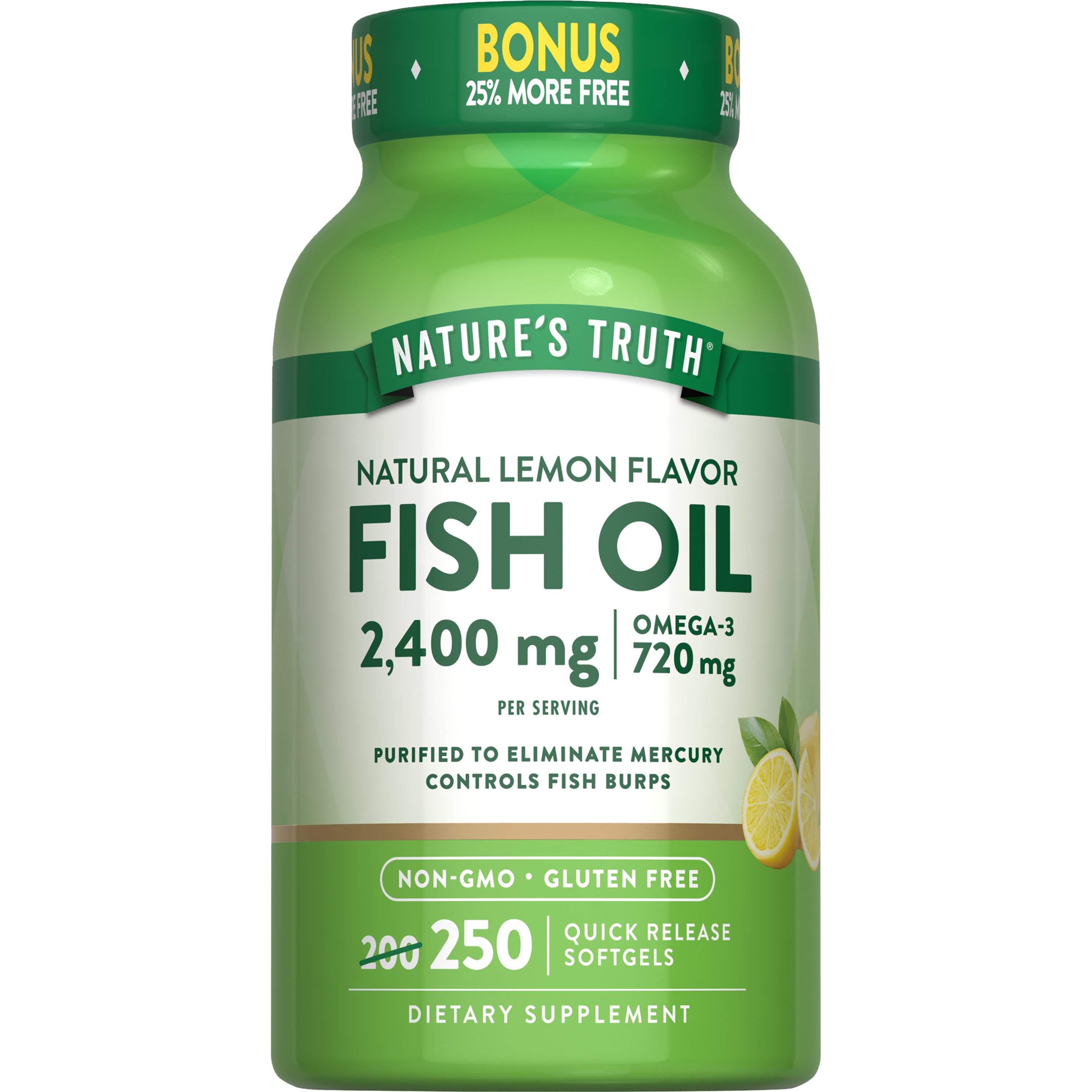 Nature's Truth Omega3 Fish Oil 2400 mg Natural Lemon Flavor Shop