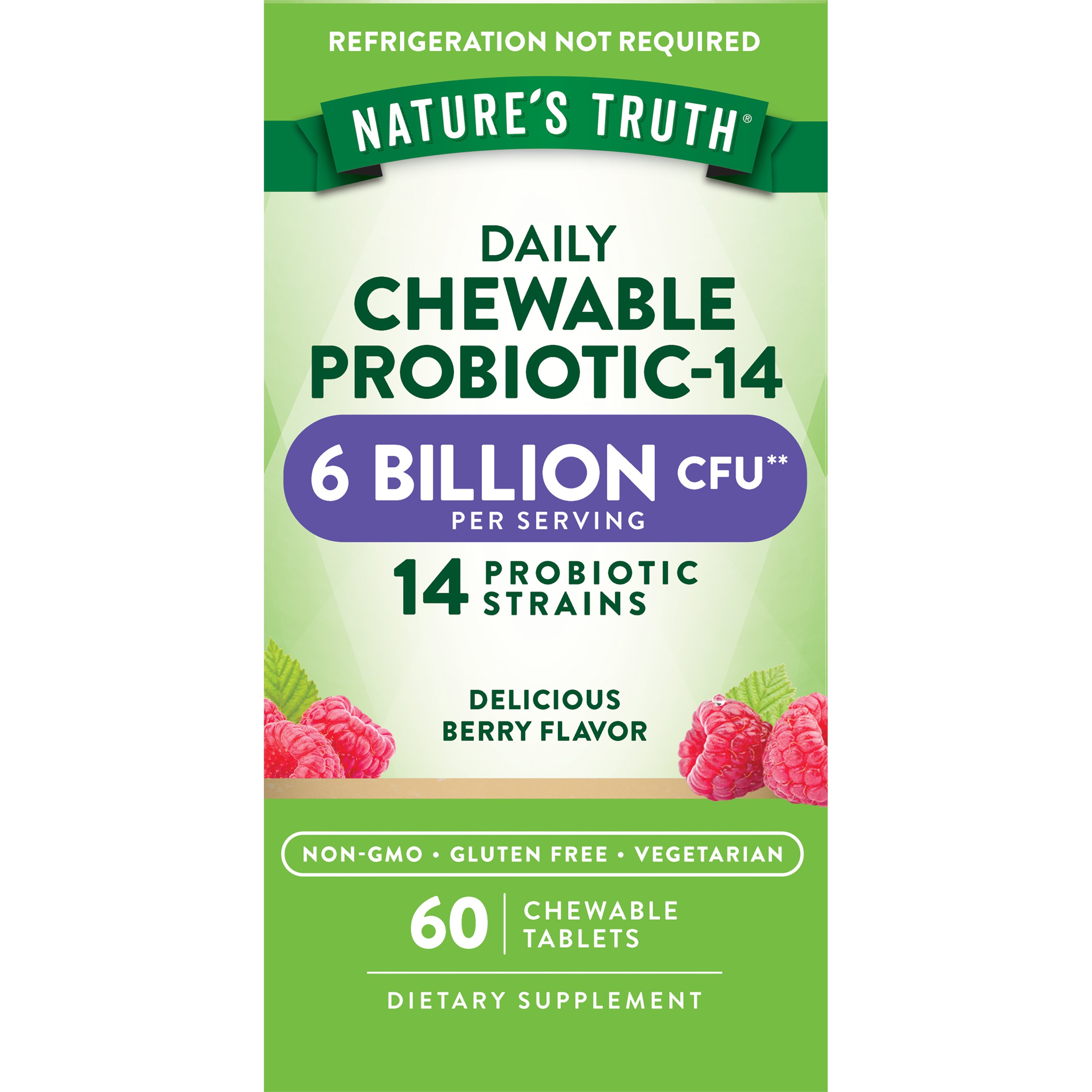 Nature's Truth Daily Probiotic-14 Chewable Tablets - Berry Flavor, 60 ct