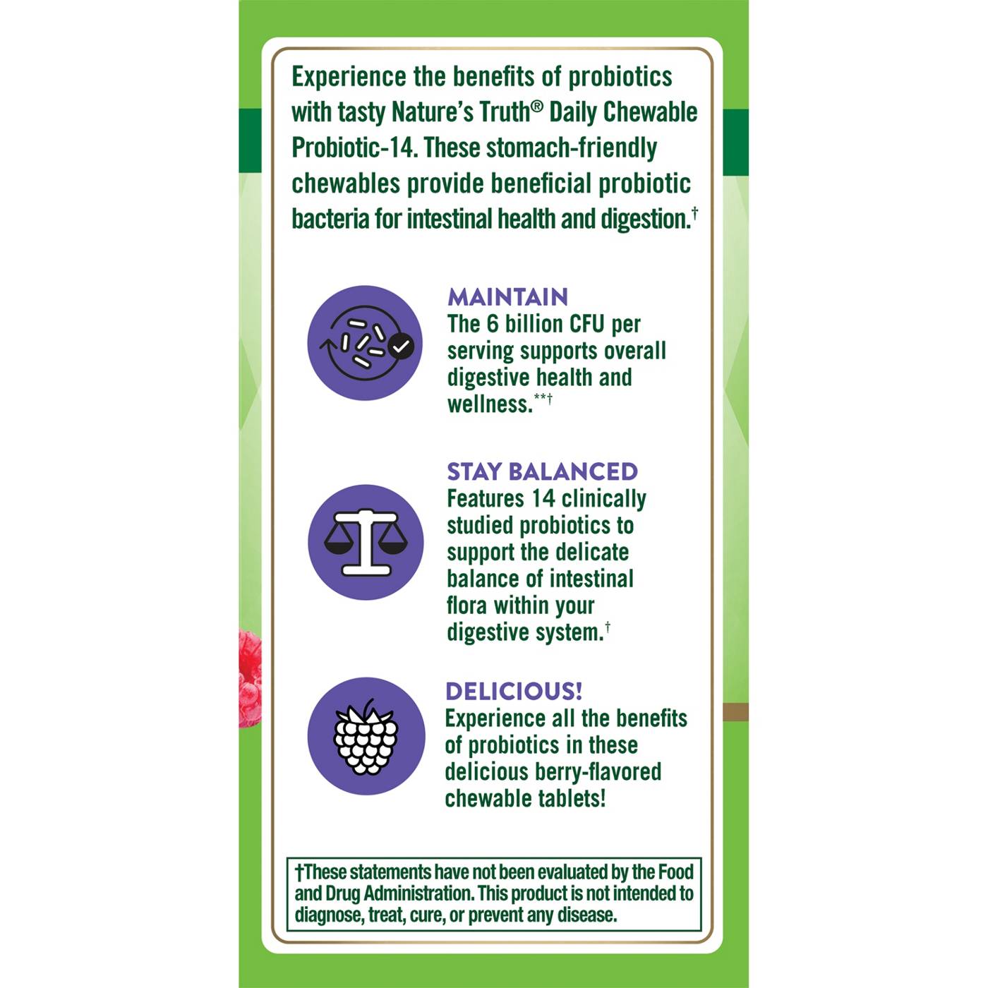 Nature's Truth Chewable Probiotic 6 Billion, Berry Flavor; image 2 of 4