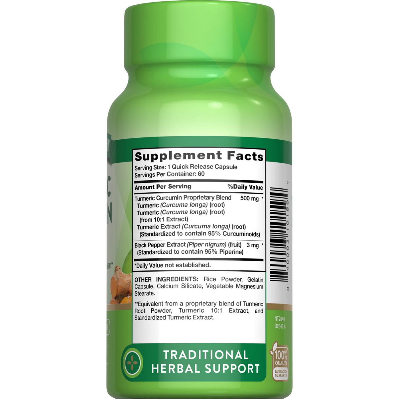 Nature's Truth Turmeric Curcumin Complex 500 mg Plus Black Pepper Extract; image 3 of 4