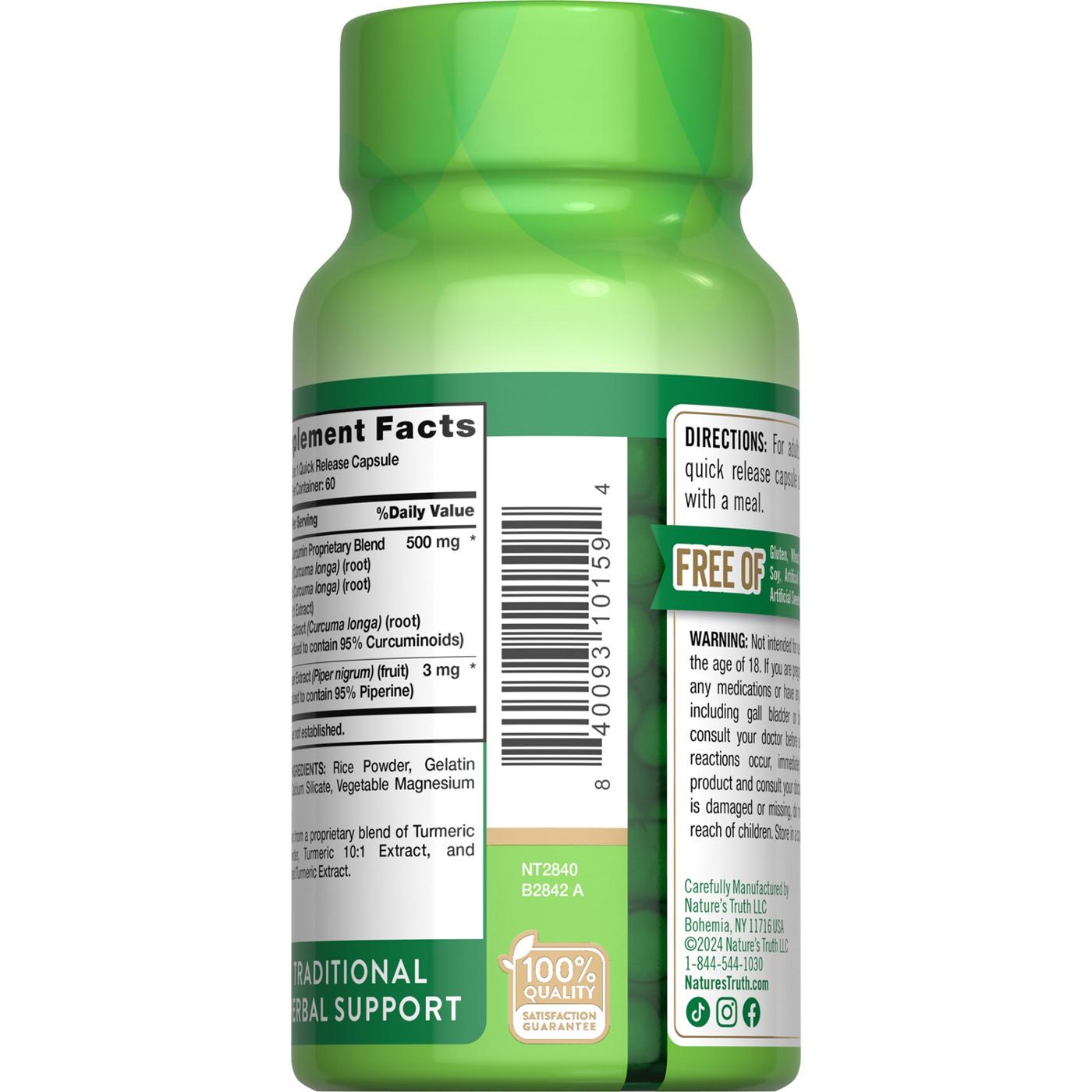 Nature's Truth Turmeric Curcumin Complex 500 mg Plus Black Pepper Extract; image 4 of 4