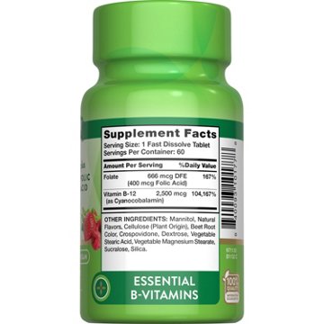 Nature's Truth B-12 + Folic Acid 2500mcg Fast-Dissolve Tablets - Berry Flavor
