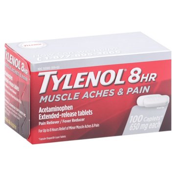 Tylenol 8-hr Muscle Aches & Pain Tablets, Acetaminophen, 100 ct