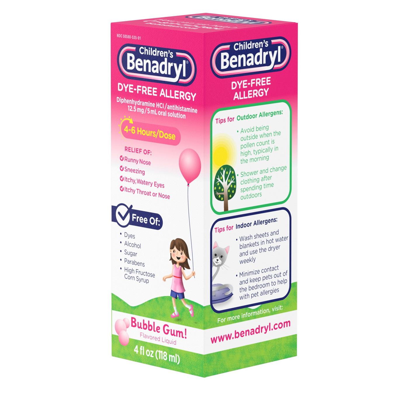 Benadryl Children's Dye-Free Allergy Liquid - Bubble Gum; image 2 of 8