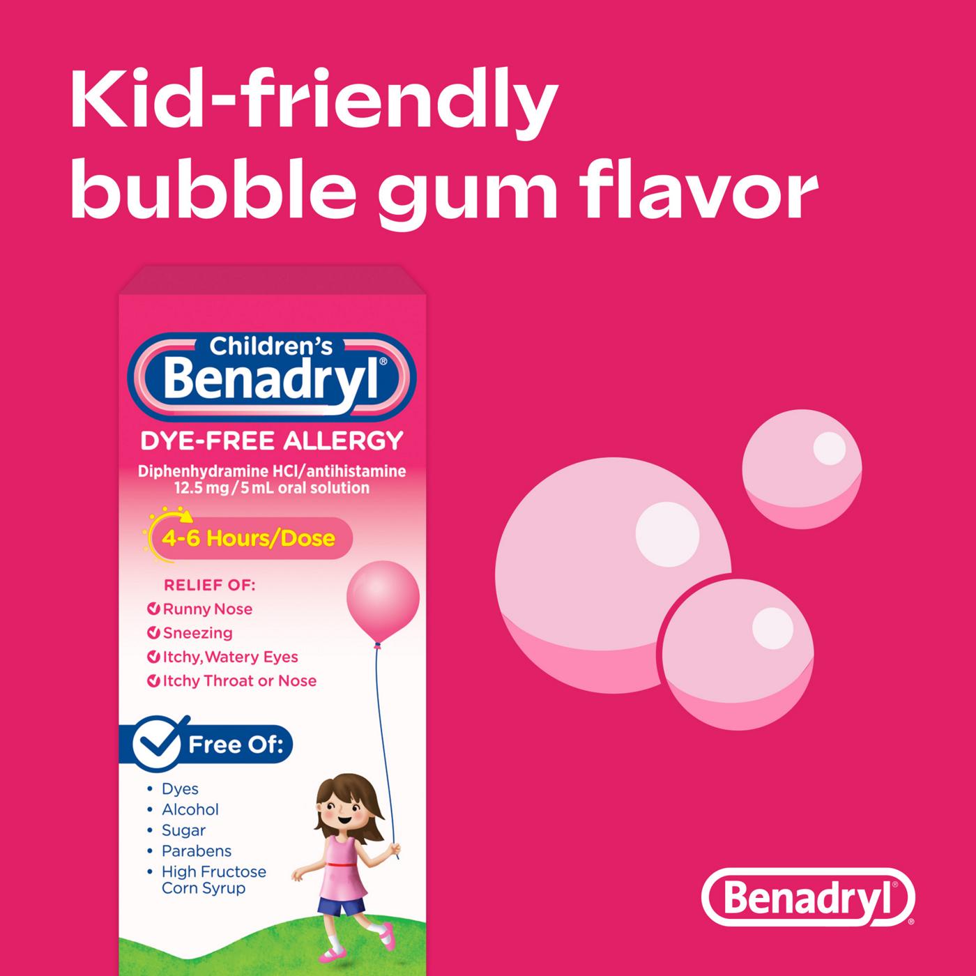 Benadryl Children's Dye-Free Allergy Liquid - Bubble Gum; image 5 of 8