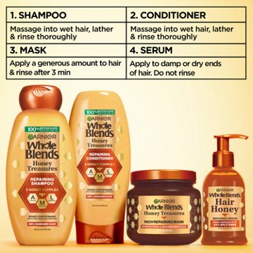 Garnier Whole Blends Honey Treasures Repairing Shampoo, For Damaged Hair