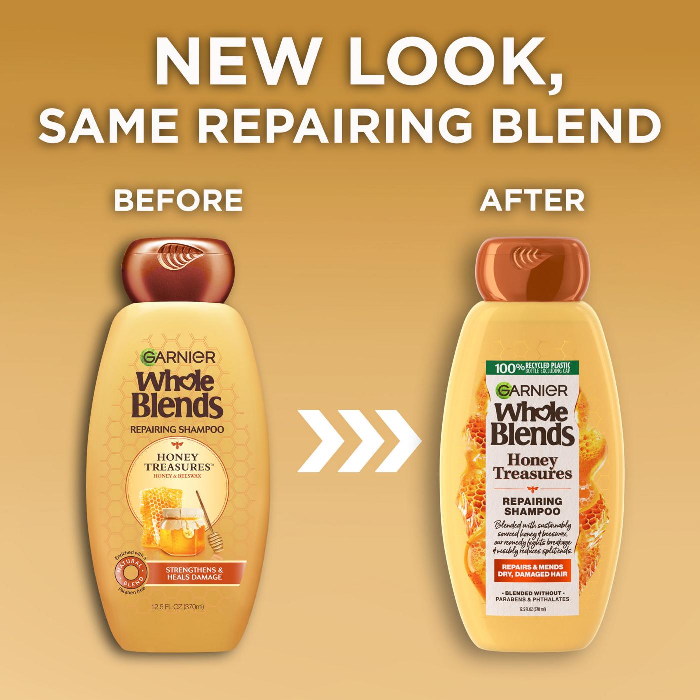 Garnier Whole Blends Honey Treasures Repairing Shampoo, For Damaged Hair; image 9 of 11
