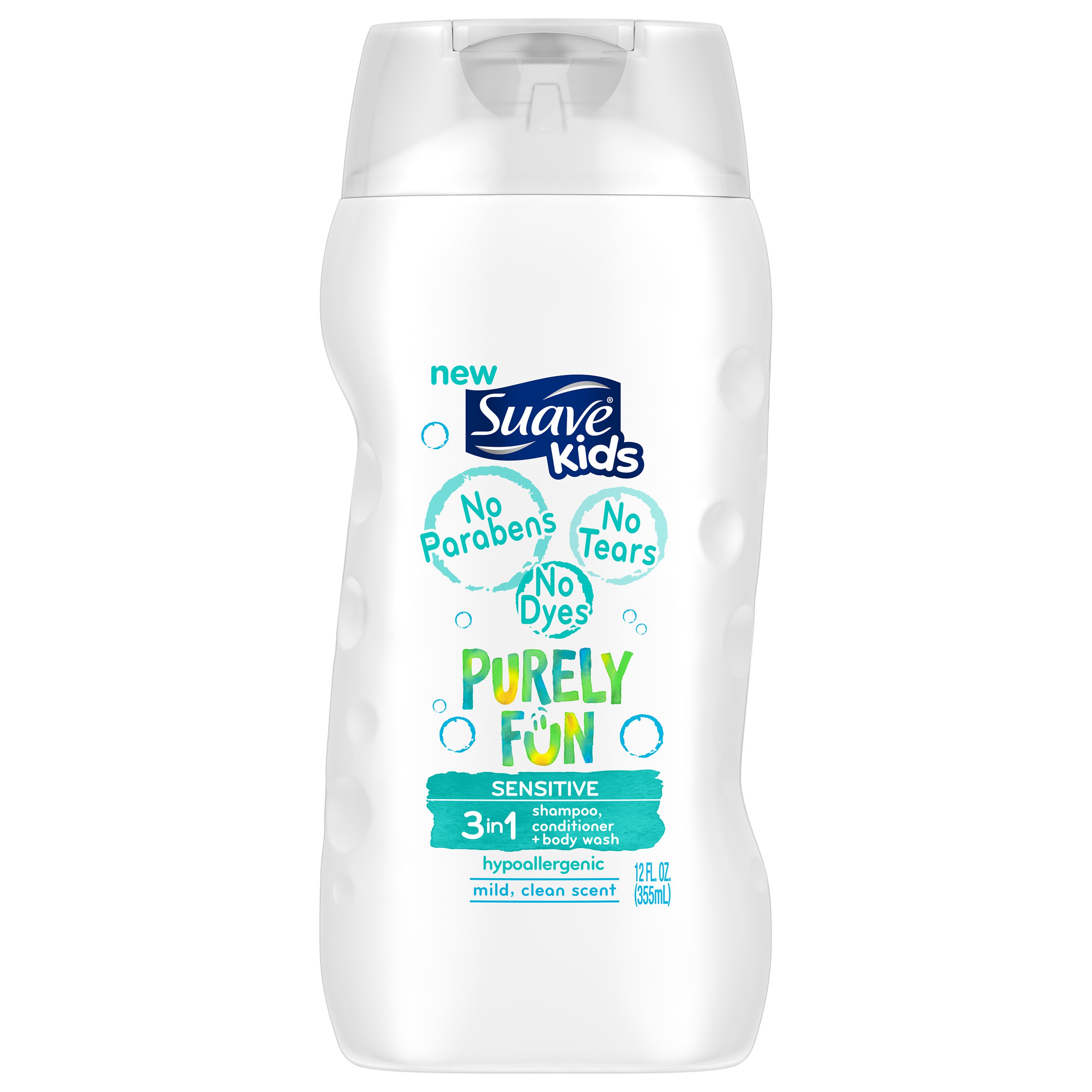 Suave Kids Purely Fun Sensitive 3 in 1 Shampoo Conditioner Body Wash
