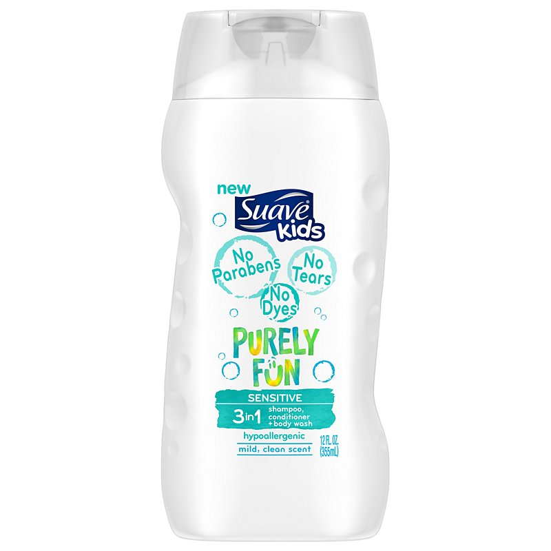 Suave Kids Purely Fun Sensitive 3 in 1 Shampoo Conditioner Body Wash ...