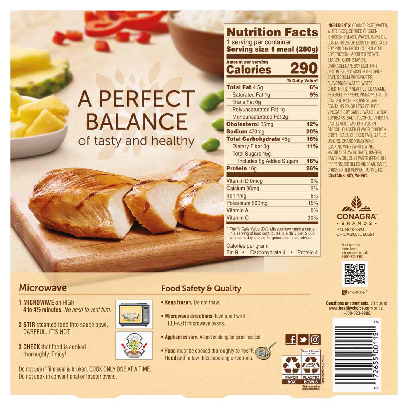 Healthy Choice Café Steamers Pineapple Chicken Frozen Meal; image 4 of 7