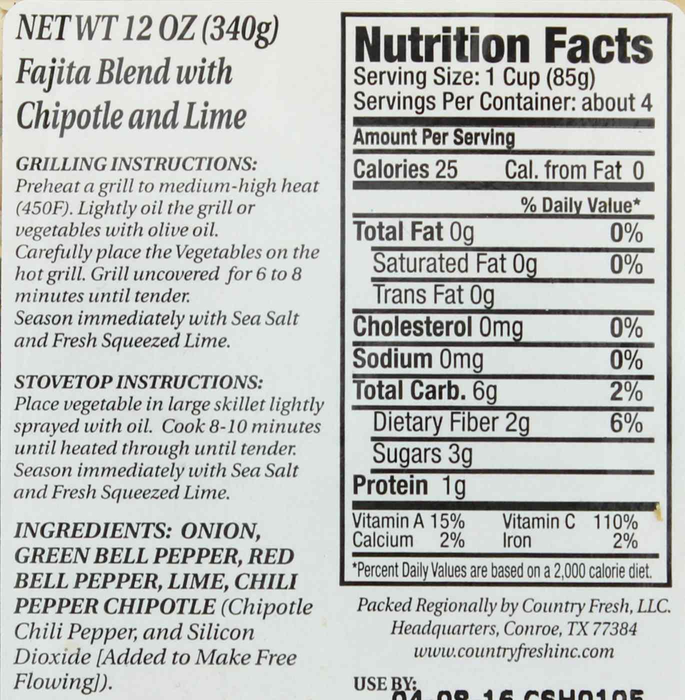 Country Fresh Creations Fajita Blend Vegetables with Chipotle & Lime