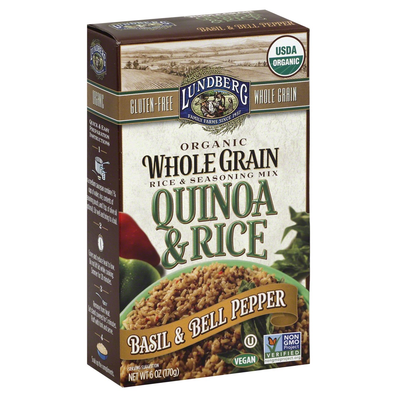 Lundberg Organic Whole Grain Quinoa and Rice, Basil and Bell Pepper