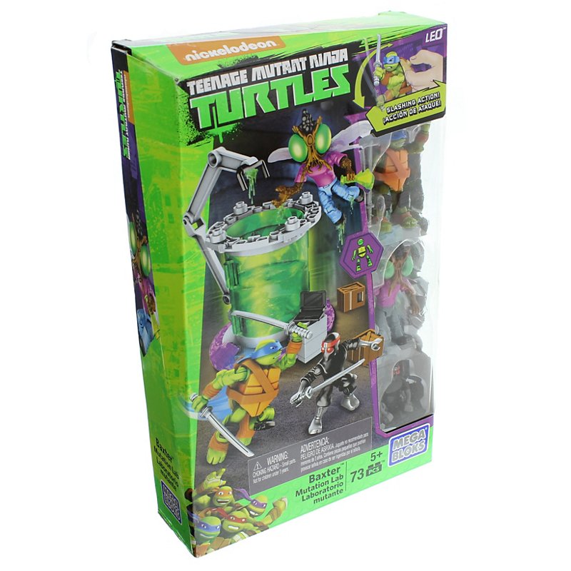 Mega Bloks Teenage Mutant Ninja Turtles Baxter Mutation Lab w/ Leo 73 pcs New! 