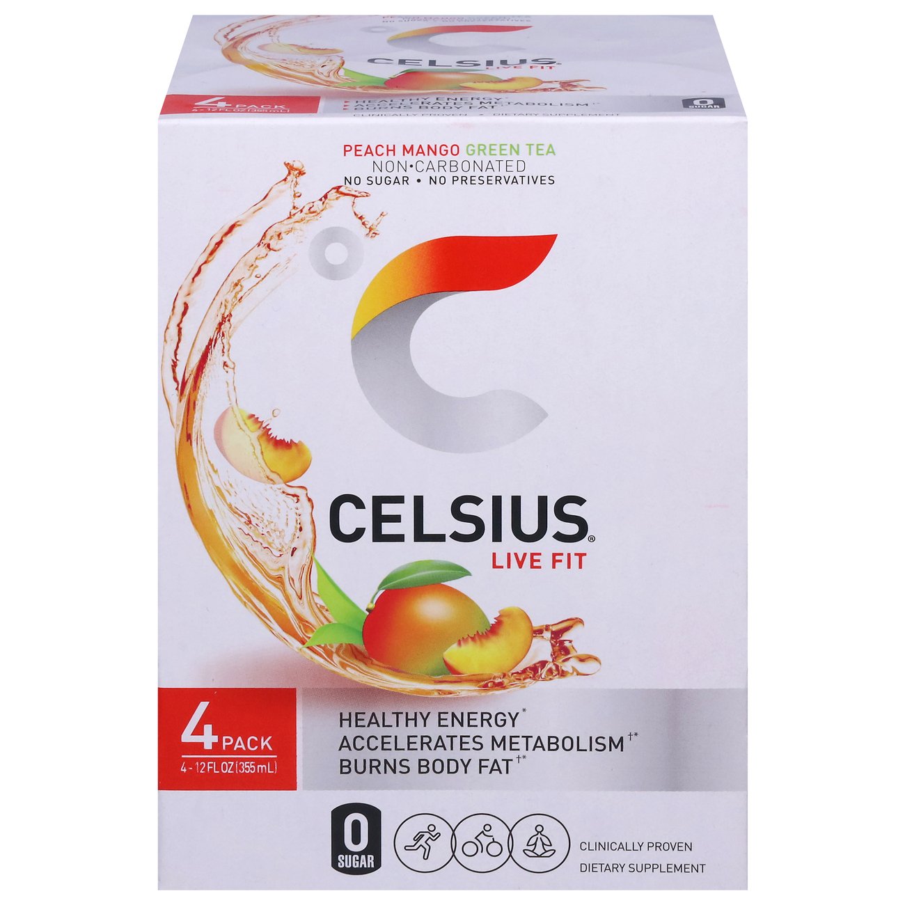 celsius-live-fit-peach-mango-green-tea-4-pk-shop-diet-fitness-at-h-e-b