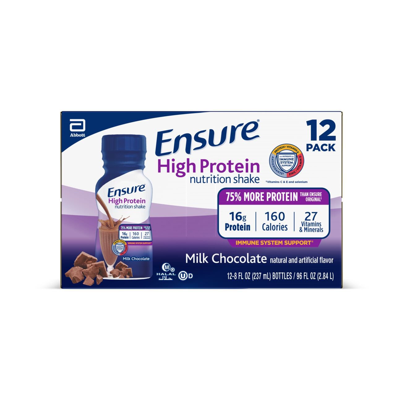 Ensure Nutritional16g Protein Shake - Milk Chocolate 12 pk , 8 oz