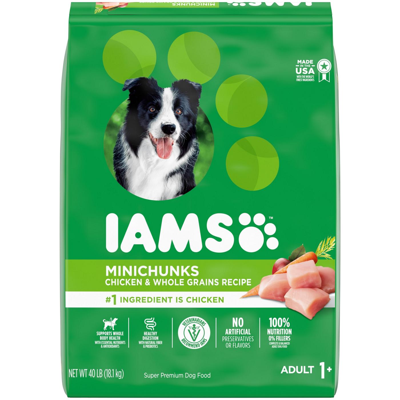 IAMS Adult Minichunks Small Kibble High Protein Dry Dog Food with Real Chicken; image 1 of 4