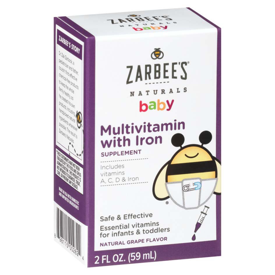 Zarbee S Naturals Baby Multivitamin With Iron Natural Grape Shop Multivitamins At H E B