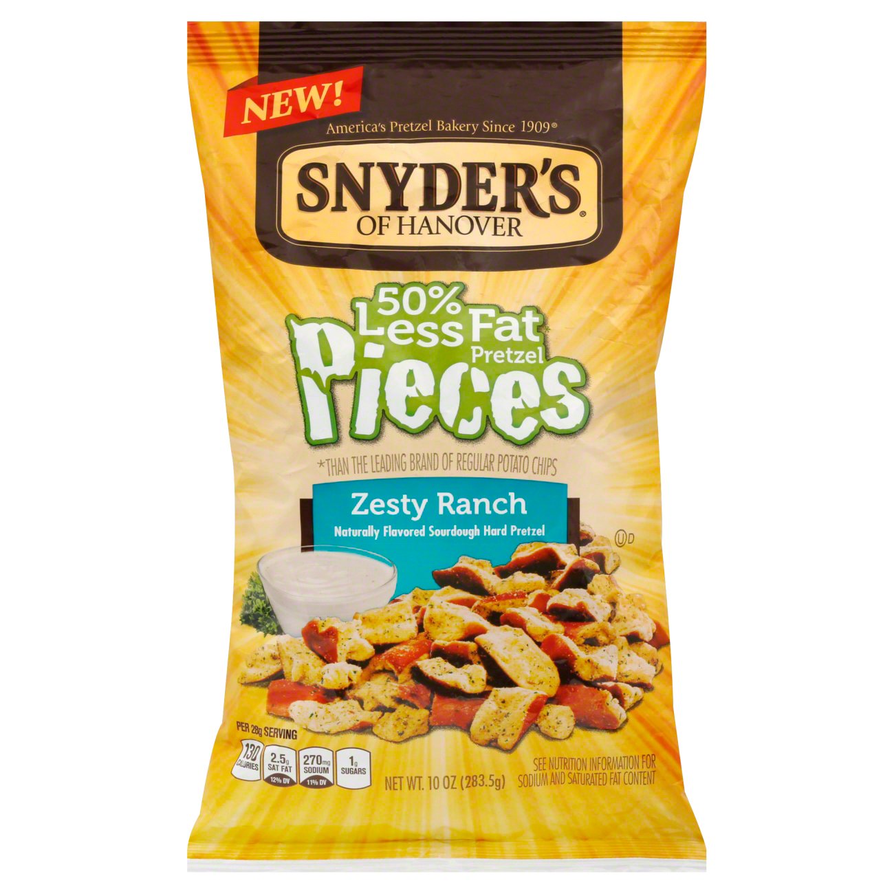 Snyder's of Hanover 50% Less Fat Zesty Ranch Pretzel Pieces, 10 oz ...